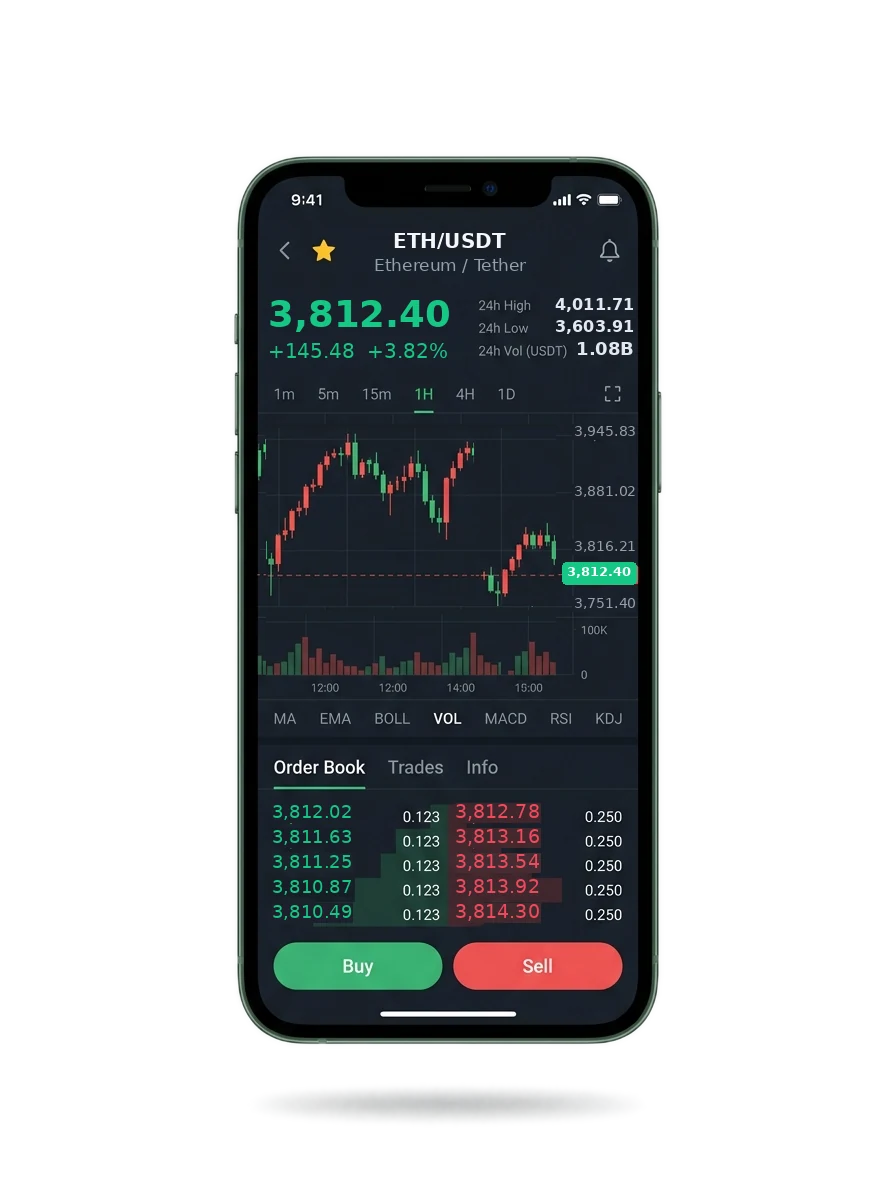 Mobile app screen showing a portfolio summary and a message thread with an account manager